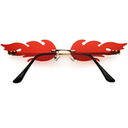 zeroUV Bold Fire Flaming Shape Color Tinted Lens Rimless Flames Sunglasses D080 Sunglasses