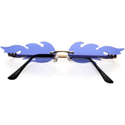 zeroUV Bold Fire Flaming Shape Color Tinted Lens Rimless Flames Sunglasses D080 Sunglasses