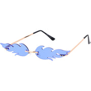 zeroUV Bold Fire Flaming Shape Color Tinted Lens Rimless Flames Sunglasses D080 Sunglasses