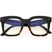 zeroUV Bold Oversize Square Horn Rimmed Flat Lens Clear Glasses D093 Sunglasses