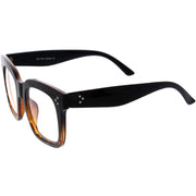 zeroUV Bold Oversize Square Horn Rimmed Flat Lens Clear Glasses D093 Sunglasses