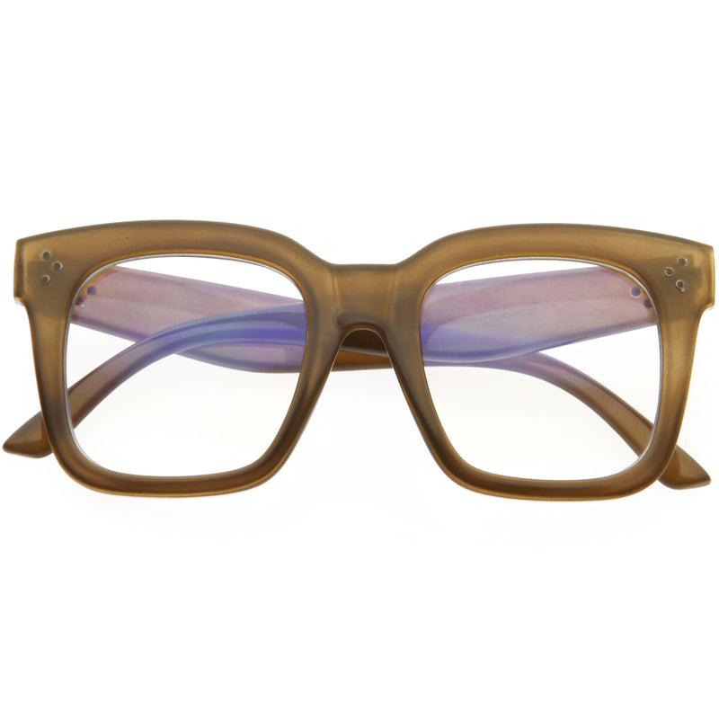 zeroUV Bold Oversize Square Horn Rimmed Flat Lens Clear Glasses D093 Sunglasses