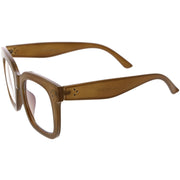 zeroUV Bold Oversize Square Horn Rimmed Flat Lens Clear Glasses D093 Sunglasses