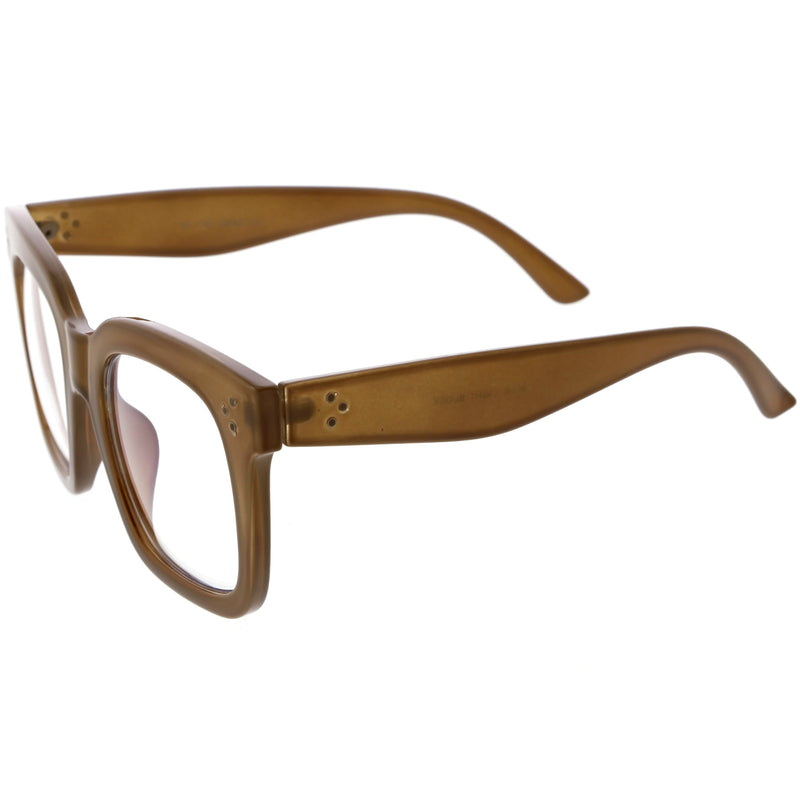 zeroUV Bold Oversize Square Horn Rimmed Flat Lens Clear Glasses D093 Sunglasses