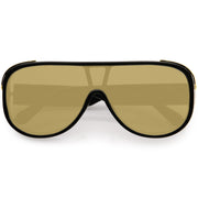 zeroUV High Fashion Neutral Rounded Lens Flat Top Oversize Shield Sunglasses D101 Sunglasses