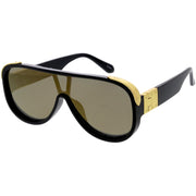 zeroUV High Fashion Neutral Rounded Lens Flat Top Oversize Shield Sunglasses D101 Sunglasses