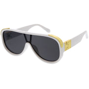 zeroUV High Fashion Neutral Rounded Lens Flat Top Oversize Shield Sunglasses D101 Sunglasses
