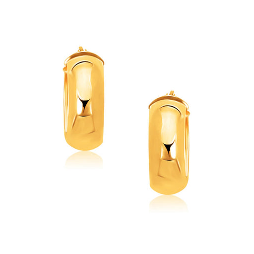 Bids.com 14k Yellow Gold Wide Medium Hoop Earrings with Snap Lock Earrings