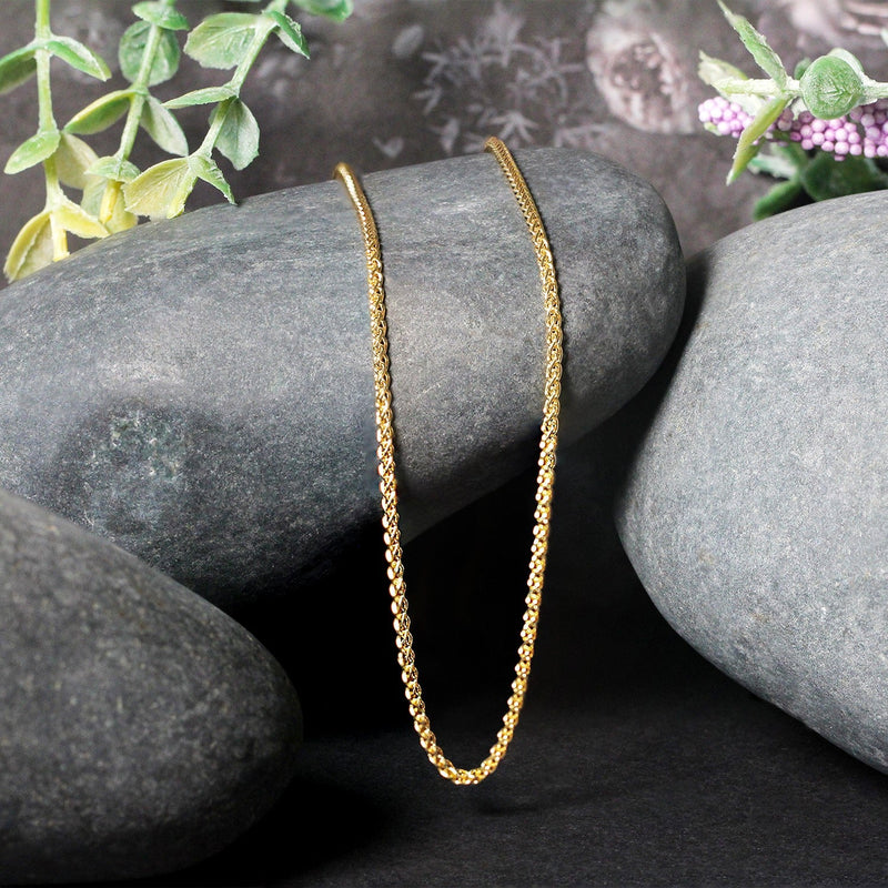 Bids.com 14k Yellow Gold Round Wheat Chain 1.5mm Necklaces