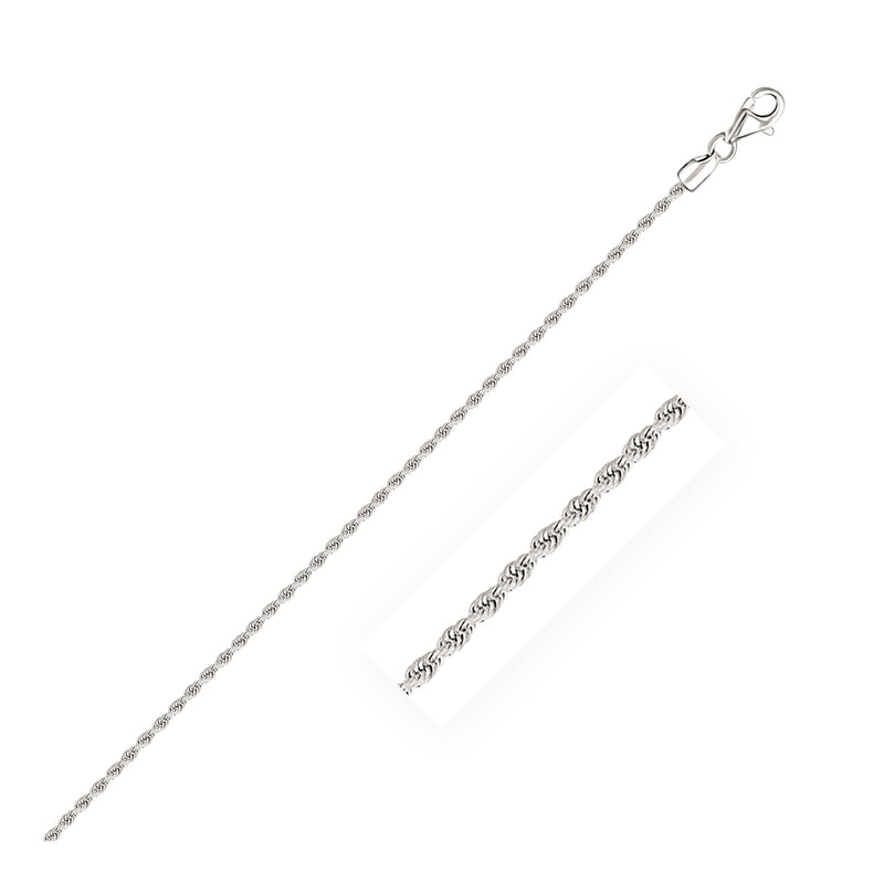Bids.com 2.0mm 14k White Gold Solid Diamond Cut Rope Chain Necklaces