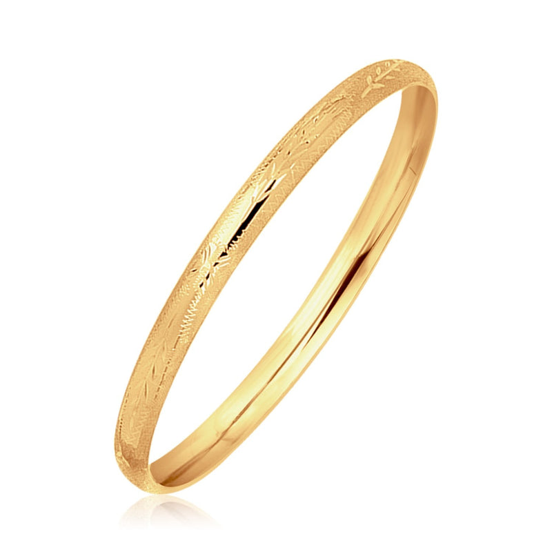 Bids.com 14k Yellow Gold Dome Style Children's Bangle with Diamond Cuts Bracelets