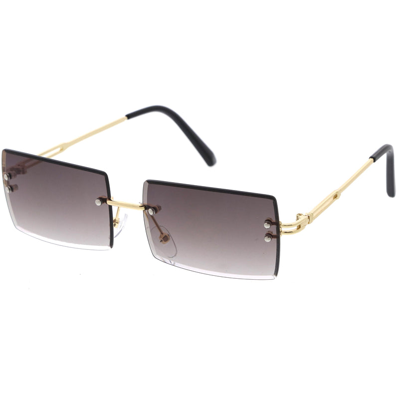 zeroUV Luxe 90s Inspired Full Rimless Metal Accent Medium Square Sunglasses D108 Sunglasses