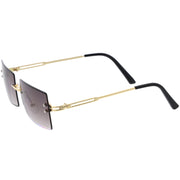 zeroUV Luxe 90s Inspired Full Rimless Metal Accent Medium Square Sunglasses D108 Sunglasses