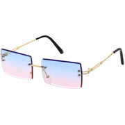 zeroUV Luxe 90s Inspired Full Rimless Metal Accent Medium Square Sunglasses D108 Sunglasses