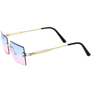 zeroUV Luxe 90s Inspired Full Rimless Metal Accent Medium Square Sunglasses D108 Sunglasses