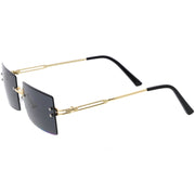 zeroUV Luxe 90s Inspired Full Rimless Metal Accent Medium Square Sunglasses D108 Sunglasses