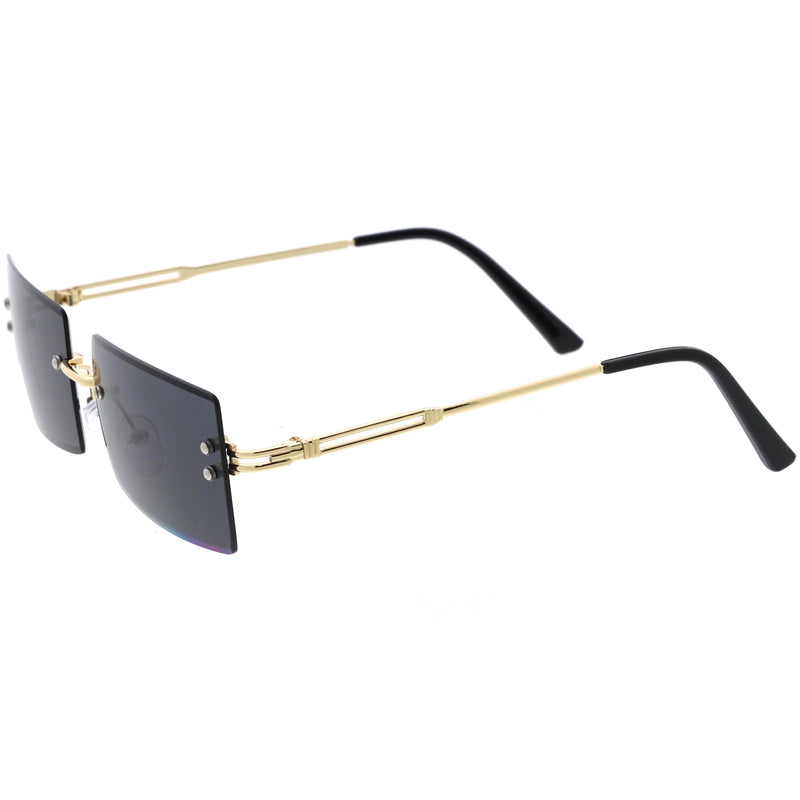 zeroUV Luxe 90s Inspired Full Rimless Metal Accent Medium Square Sunglasses D108 Sunglasses