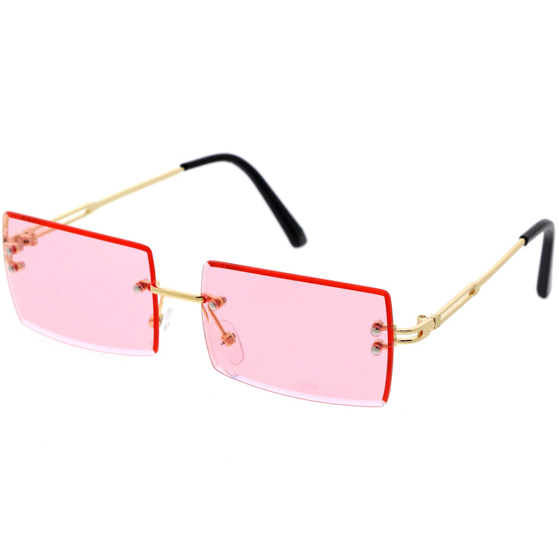 zeroUV Luxe 90s Inspired Full Rimless Metal Accent Medium Square Sunglasses D108 Sunglasses
