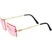 zeroUV Luxe 90s Inspired Full Rimless Metal Accent Medium Square Sunglasses D108 Sunglasses