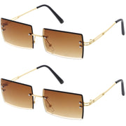 zeroUV Luxe 90s Inspired Full Rimless Metal Accent Medium Square Sunglasses D108 Sunglasses