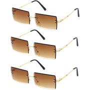 zeroUV Luxe 90s Inspired Full Rimless Metal Accent Medium Square Sunglasses D108 Sunglasses