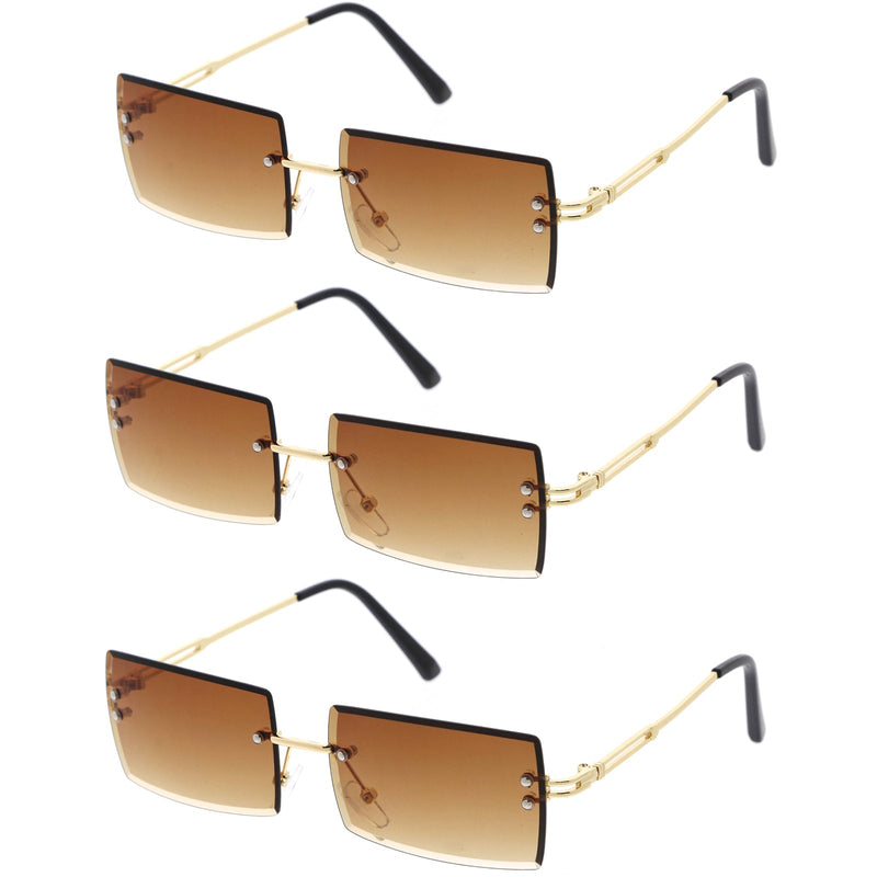 zeroUV Luxe 90s Inspired Full Rimless Metal Accent Medium Square Sunglasses D108 Sunglasses