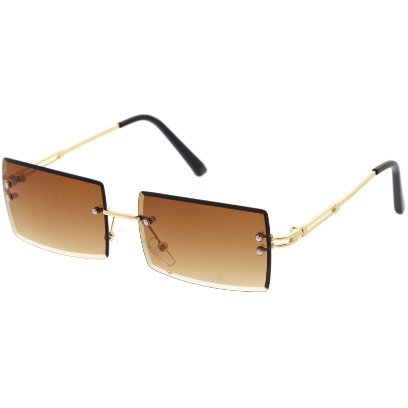 zeroUV Luxe 90s Inspired Full Rimless Metal Accent Medium Square Sunglasses D108 Sunglasses