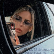 zeroUV Luxe 90s Inspired Full Rimless Metal Accent Medium Square Sunglasses D108 Sunglasses