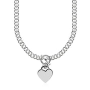 Bids.com Sterling Silver Rolo Chain  with a Heart Toggle Charm and Rhodium Plating Necklaces