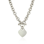 Bids.com Sterling Silver Rolo Chain  with a Heart Toggle Charm and Rhodium Plating Necklaces