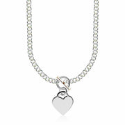 Bids.com Sterling Silver Rhodium Plated Rolo Chain Necklace with a Heart Toggle Charm Necklaces