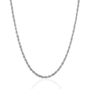 Bids.com 3.0mm 14k White Gold Solid Diamond Cut Rope Chain Necklaces
