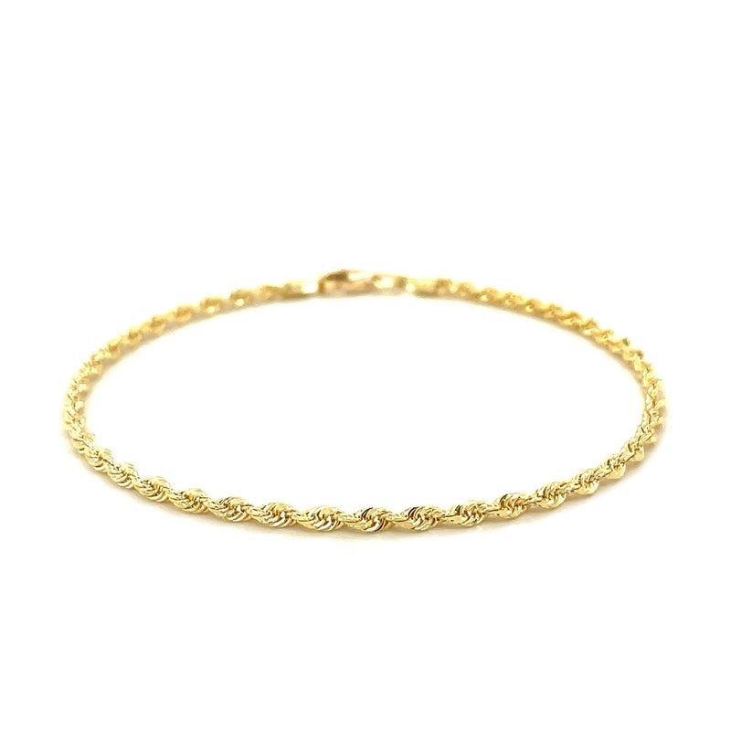 Bids.com 2.5mm 14k Yellow Gold Solid Diamond Cut Rope Bracelet Bracelets