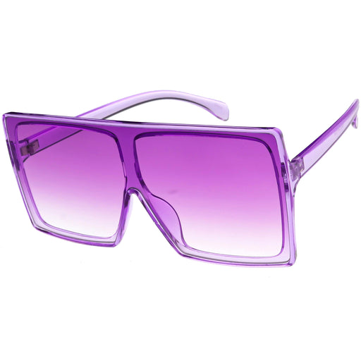 zeroUV Bold Colored Tinted Lens Translucent Flat Top Oversize Shield Sunglasses D109 Sunglasses