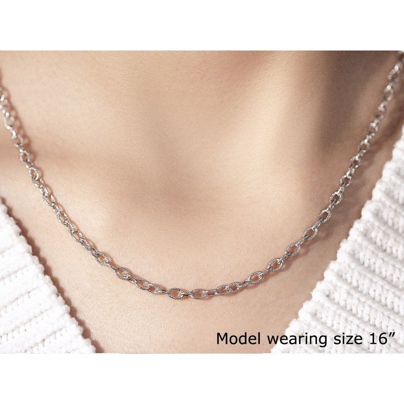 Bids.com 3.5mm 14k White Gold Pendant Chain with Textured Links Necklaces