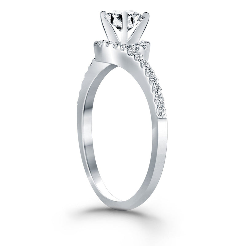 Bids.com 14k White Gold Bypass Swirl Diamond Halo Engagement Ring Rings