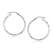 Bids.com 14k White Gold Diamond Cut Hoop Earrings Earrings
