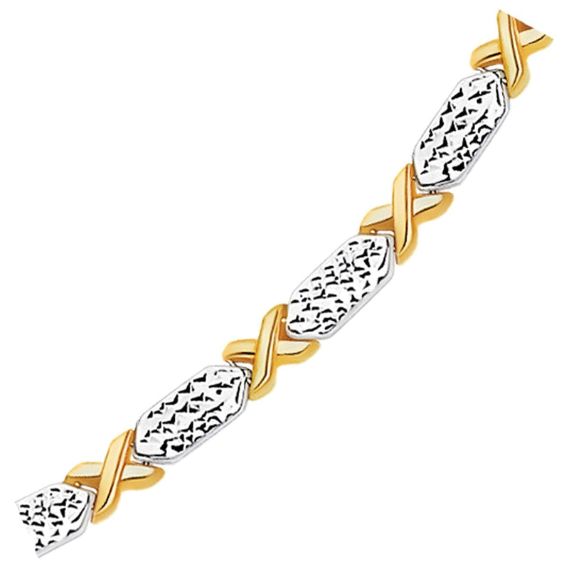 Bids.com 14k Two-Tone Gold Fancy X Line Bracelet Bracelets