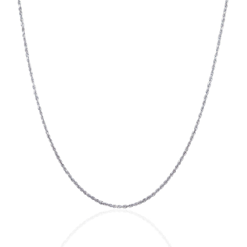 Bids.com 10k White Gold Solid Diamond Cut Rope Chain 1.4mm Necklaces