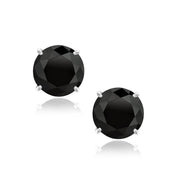 Bids.com 14k White Gold 8.0mm Round Black CZ Stud Earrings Earrings
