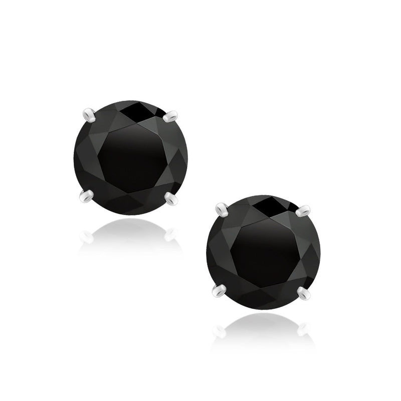Bids.com 14k White Gold 8.0mm Round Black CZ Stud Earrings Earrings