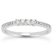 Bids.com 14k White Gold Wedding Band with Pave Set Diamonds and Prong Set Diamonds Rings
