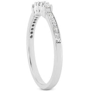 Bids.com 14k White Gold Wedding Band with Pave Set Diamonds and Prong Set Diamonds Rings