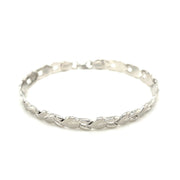 Bids.com 14k White Gold Heart Shape Textured Bracelet Bracelets