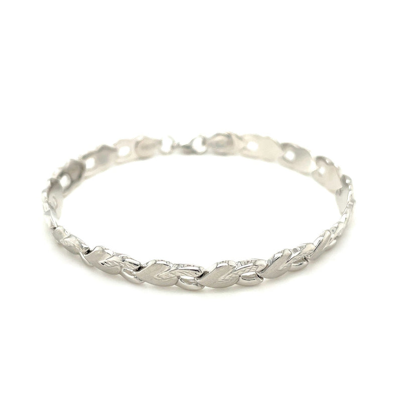 Bids.com 14k White Gold Heart Shape Textured Bracelet Bracelets
