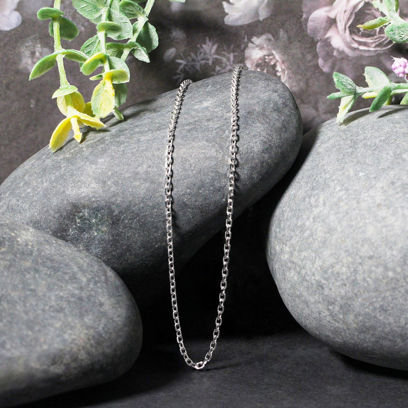 Bids.com 14k White Gold Diamond Cut Cable Link Chain 1.8mm Necklaces