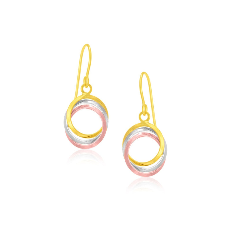 Bids.com 14k Tri-Color Gold Open Entwined Ring Earrings Earrings