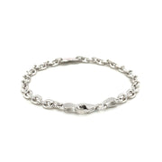 Bids.com Sterling Silver Rhodium Plated Chain Bracelet with a Flat Heart Station Bracelets
