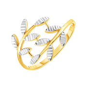 Bids.com 14k Two Tone Gold Crossover Ring with Textured Leaves Rings
