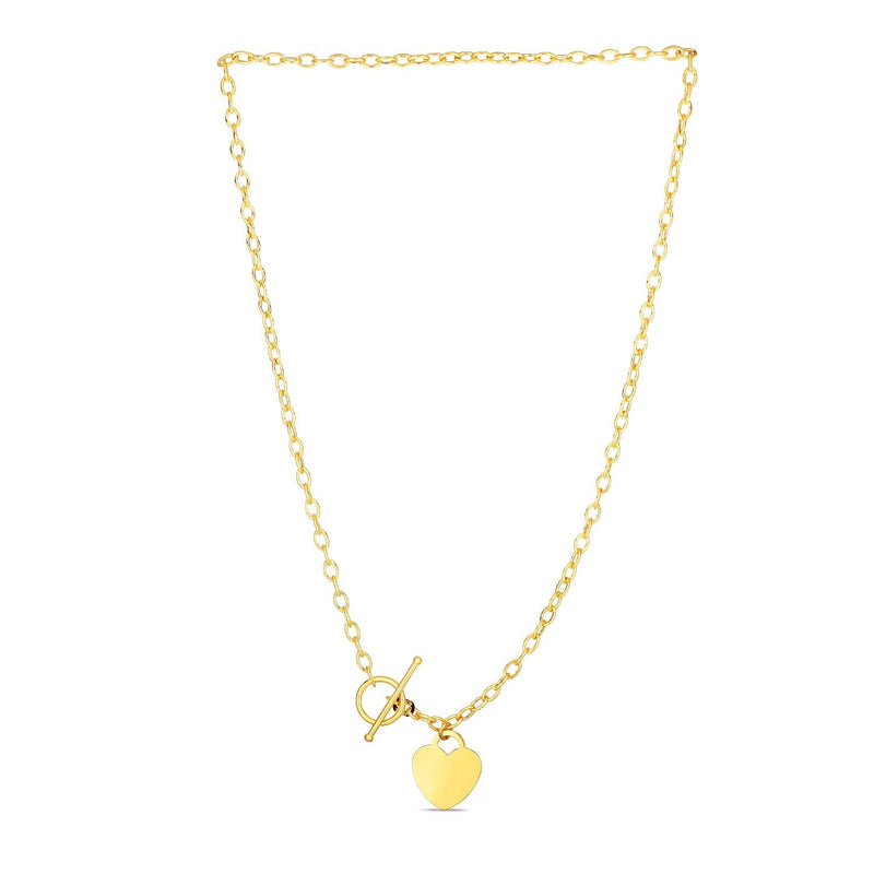 Bids.com Toggle Necklace with Heart Charm in 14k Yellow Gold Necklaces